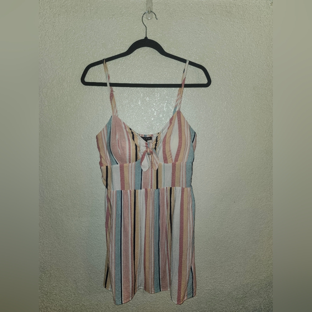 As U Wish Pastel Multi-Stripe Spaghetti Strap Dress